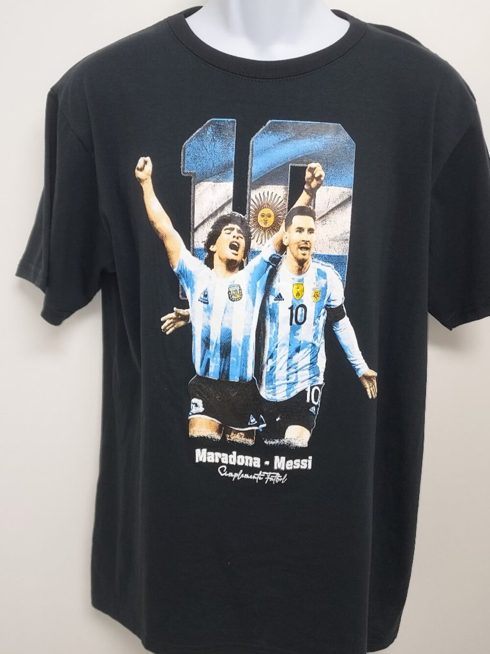 ARGENTINA BLACK MESSI & MARADONA #10 STAMPED SOCCER T-SHIRT TOP SIZE: 6 NWT